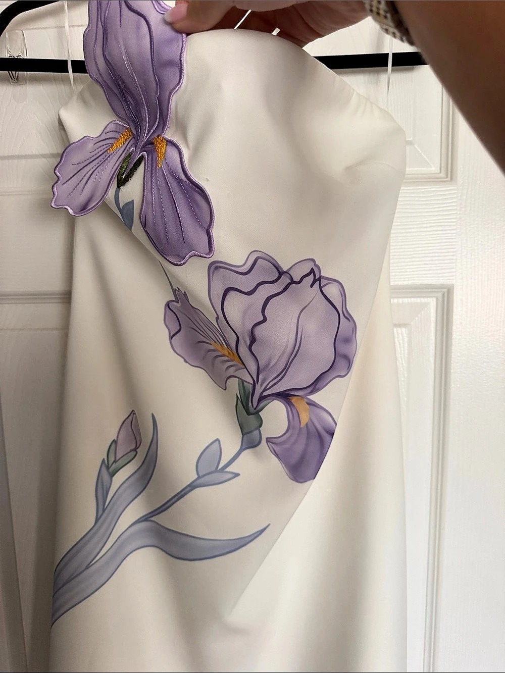 JW PEI Iris Embroidered Strapless Maxi Dress Floral Midi Dress White & Purple